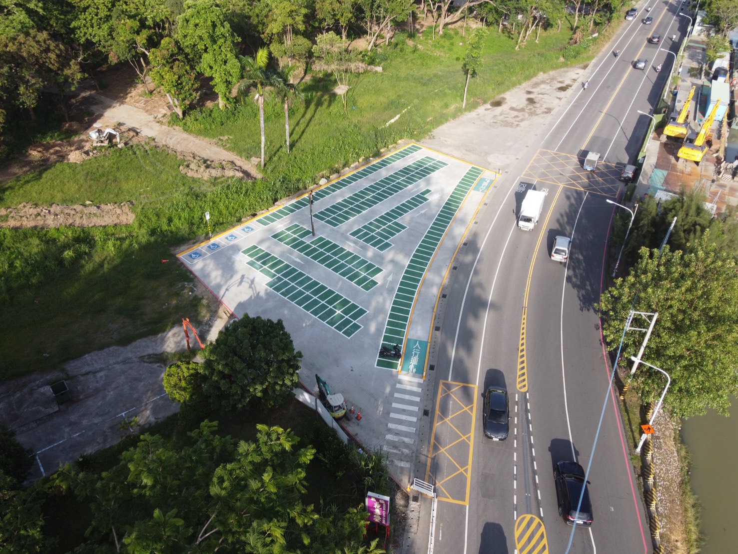 Motorcycle Parking Lot Along Wuncian Road at Chengcing Lake Scenic Area